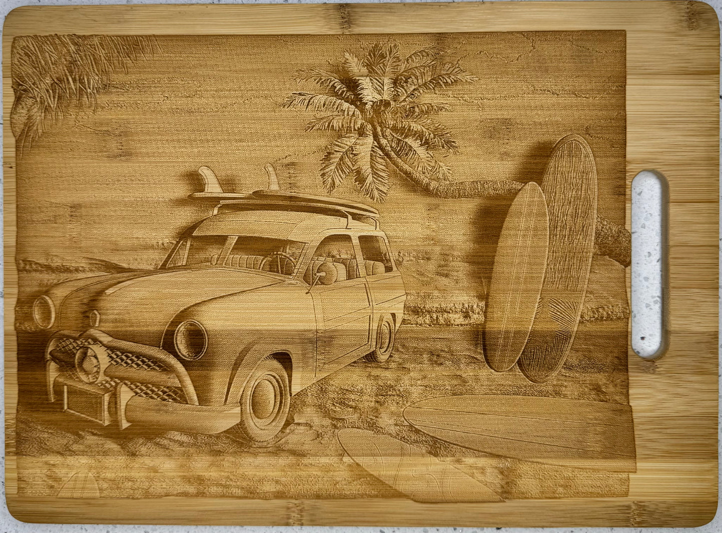 3-D old car on the beach