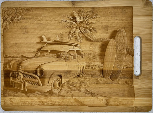 3-D old car on the beach